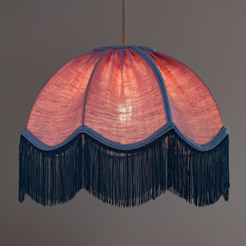 Linen Scalloped Tiffany- Pink, Blue and Pale Blue