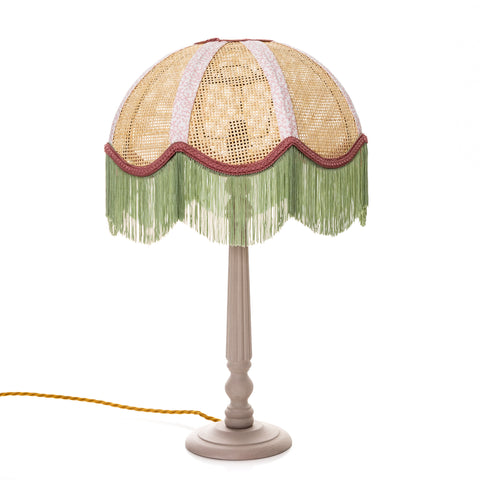 Rattan Scalloped Tiffany - Green & Pink