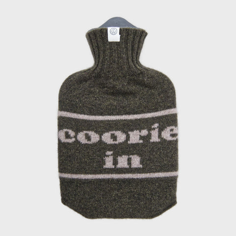 Lambswool Knit Coorie In Mini Sustainable Hot Water Bottle Charcoal/Grey