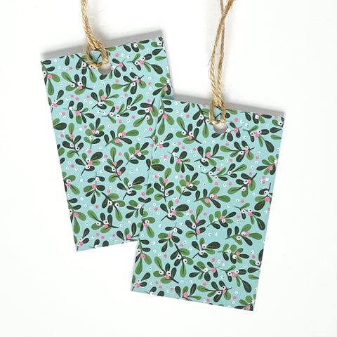 Aqua Mistletoe Gift Tags x 4