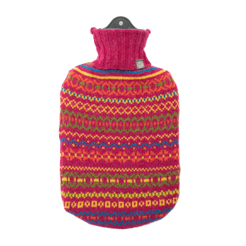 Lambswool Knit Large Fair Isle Sustainable Hot Water Bottle Brights