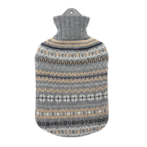 Lambswool Knit Fair Isle Sustainable Hot Water Bottle Neutrals