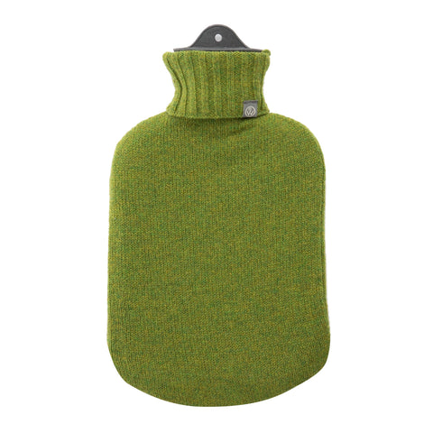 Lambswool Knit Large Block Colour Sustainable Hot Water Bottle Moss Green