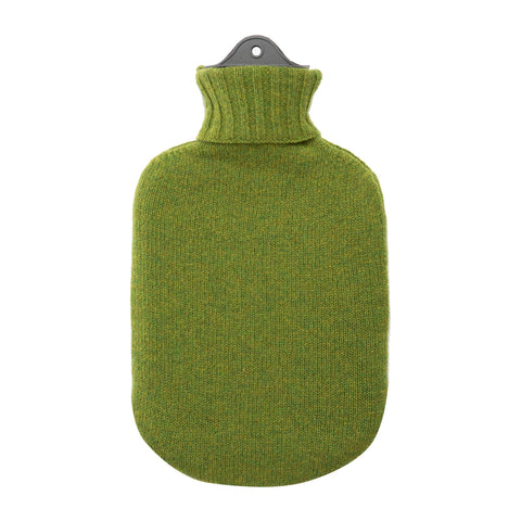 Lambswool Knit Large Block Colour Sustainable Hot Water Bottle Moss Green