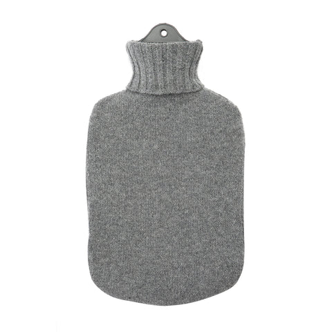 Lambswool Knit Large Block Colour Sustainable Hot Water Bottle Charcoal Grey