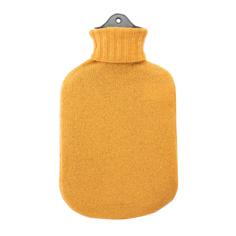Lambswool Knit Large Block Colour Sustainable Hot Water Bottle Mustard Yellow