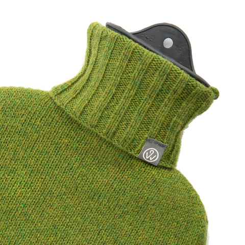 Lambswool Knit Large Block Colour Sustainable Hot Water Bottle Moss Green