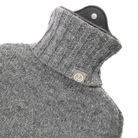Lambswool Knit Large Block Colour Sustainable Hot Water Bottle Charcoal Grey