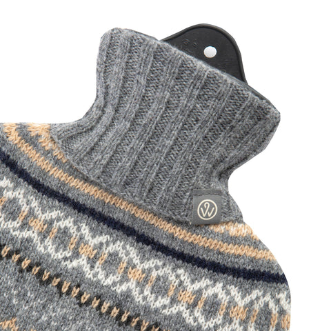 Lambswool Knit Fair Isle Sustainable Hot Water Bottle Neutrals