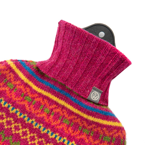 Lambswool Knit Large Fair Isle Sustainable Hot Water Bottle Brights
