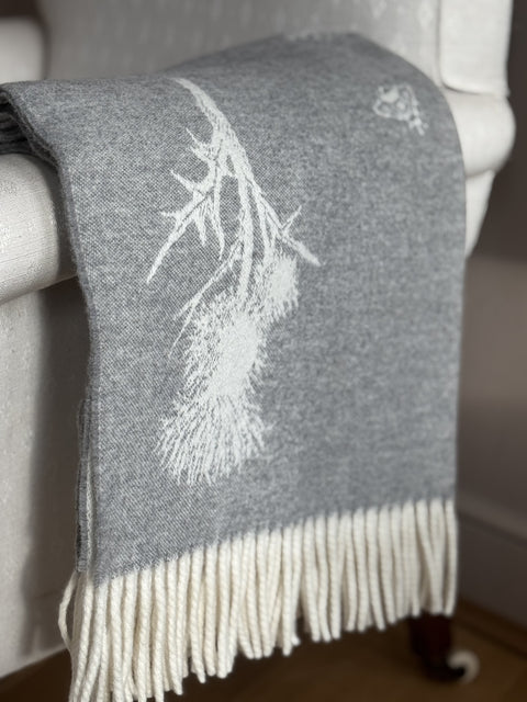 Soft Merino Wool Blanket with Thistle