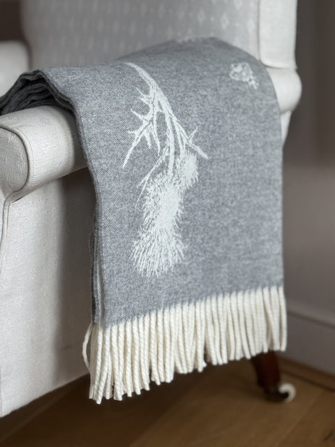 Soft Merino Wool Blanket with Thistle