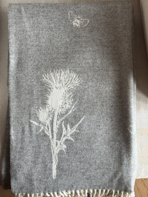 Soft Merino Wool Blanket with Thistle