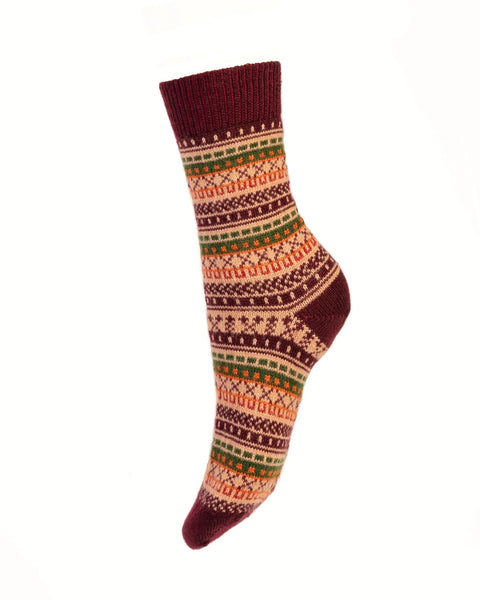 Ladies Fair Isle Socks in Mulberry