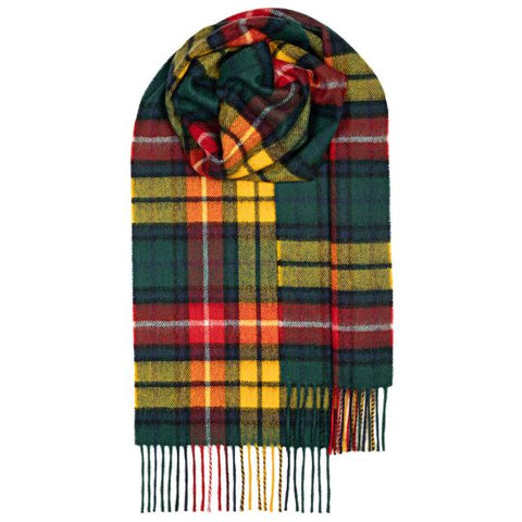 Buchanan Modern tartan lambswool scarf by Lochcarron, made in Scotland