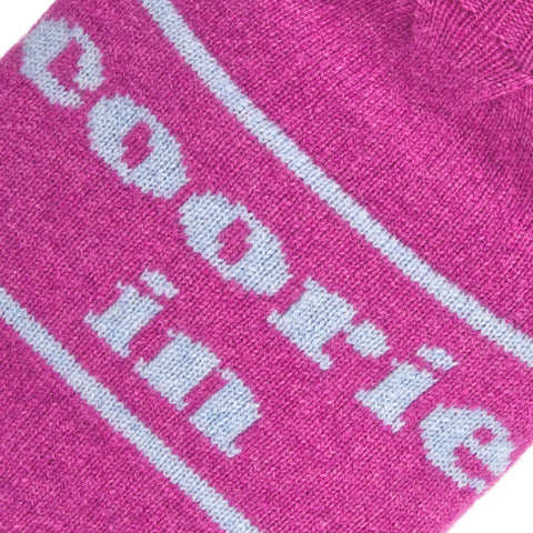 Lambswool Knit Coorie In Mini Sustainable Hot Water Bottle Bright Pink/Sky Blue