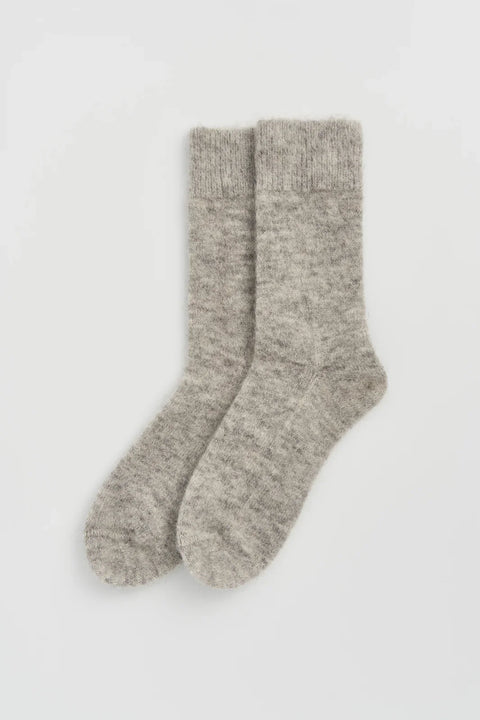 Ultra Soft Alpaca Bed Socks - Plain - Grey