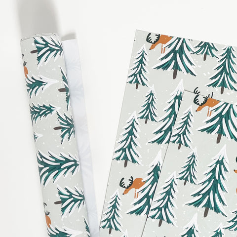 Reindeer and Christmas Tree Recyclable Wrapping Paper Set & Tags