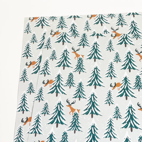 Reindeer and Christmas Tree Recyclable Wrapping Paper Set & Tags