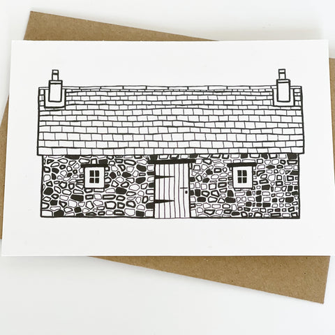 Scottish Bothy - Monochrome Greeting Card