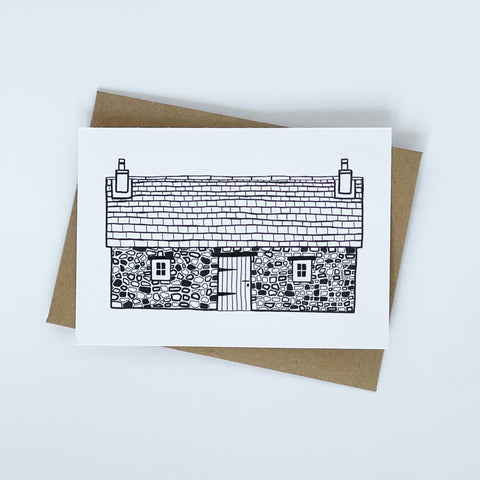 Scottish Bothy - Monochrome Greeting Card