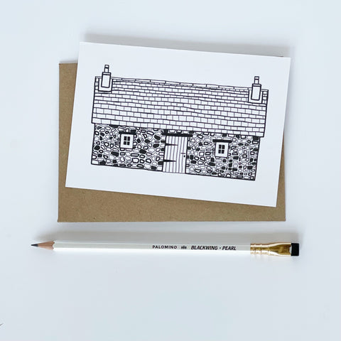 Scottish Bothy - Monochrome Greeting Card