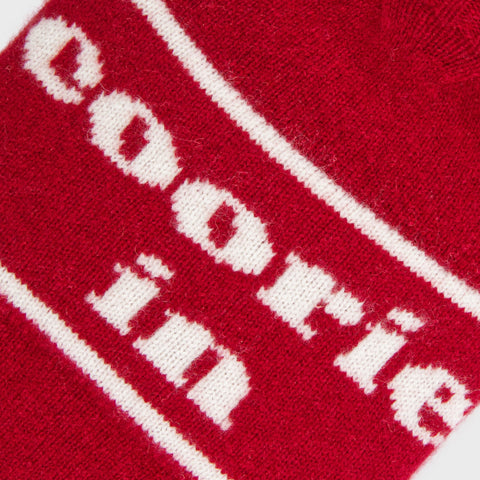 Lambswool Knit Coorie In Mini Sustainable Hot Water Bottle Red/Cream