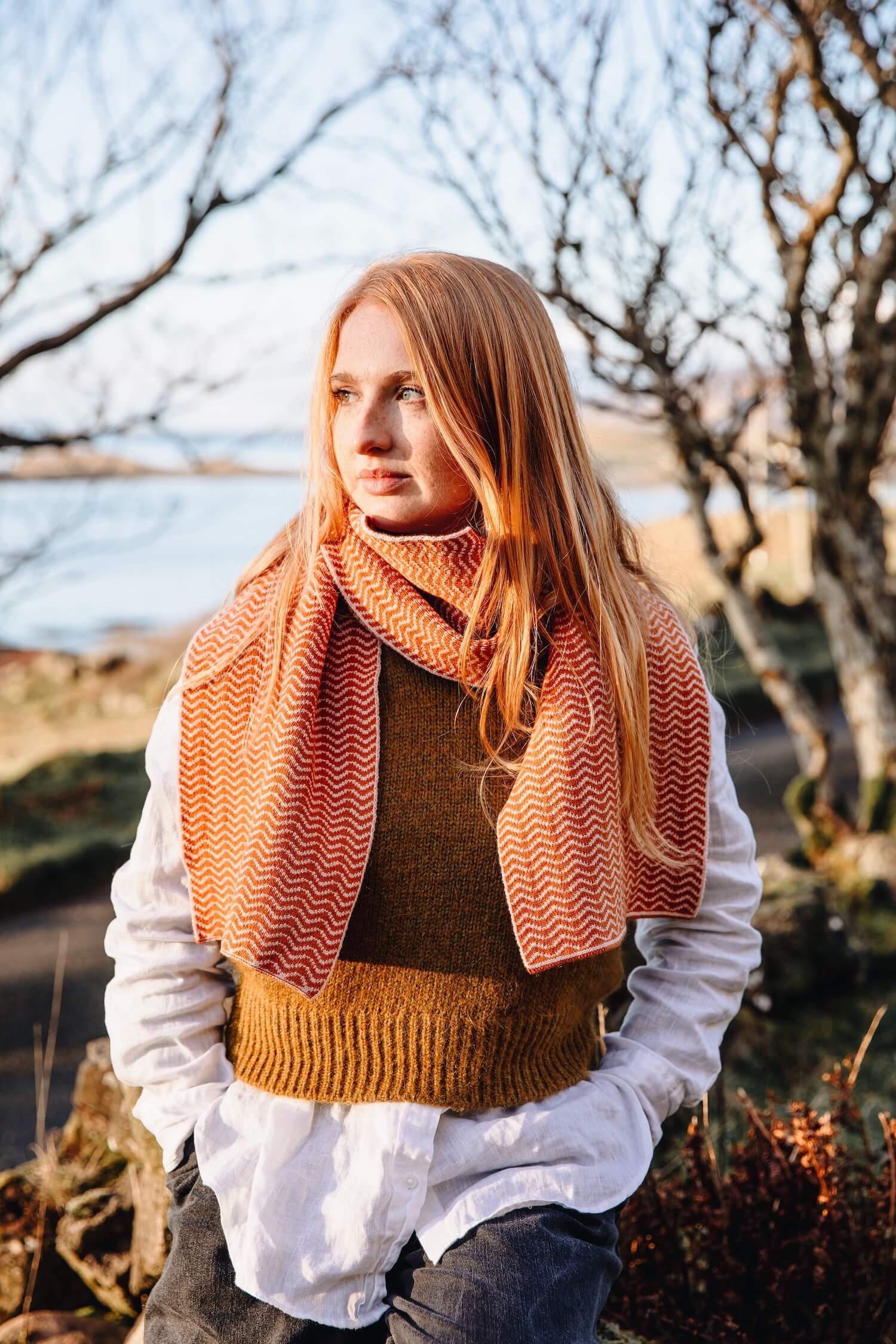 Wave Scarf Rust – Made Scotland