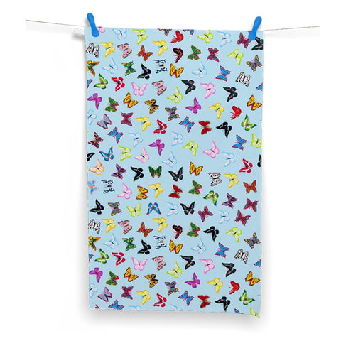 A GIFT BOXED TEA TOWEL - Butterflies Design on Blue - Chloe Gardner - Made Scotland