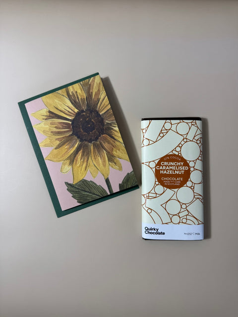 A Little Something | Letterbox Chocolate Gift with Handwritten Card - Crunchy Caramelised Hazelnut by Quirky Chocolate - Made Scotland - Made Scotland