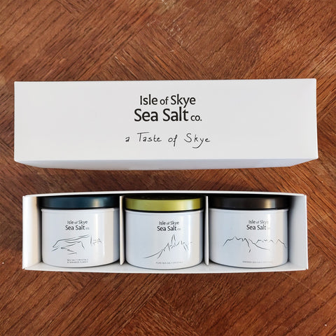 A Taste of Skye - 3 x 120g Natural and Flavoured Sea Salts Gift Set - Isle Of Skye Sea Salt Co. - Made Scotland