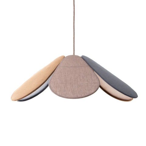 Amanda Wells x Hanem Petal Linen Lampshade – Blue, Caramel and Pink - Pendant - Amanda Wells - Made Scotland