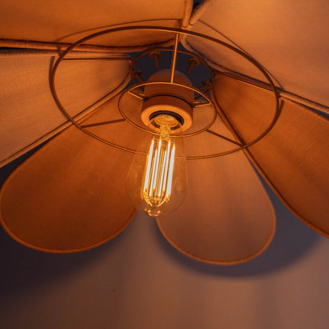 Amanda Wells x Hanem Petal Linen Lampshade – Pink and Caramel - Pendant - Amanda Wells - Made Scotland