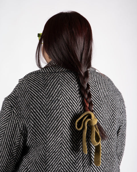 Knitted Pure Wool Hair Ribbon - Asparagus