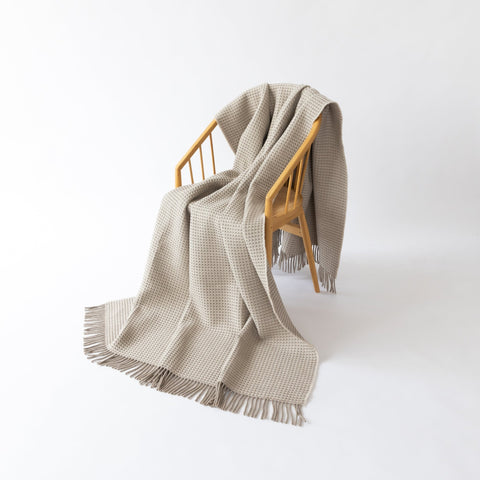 Beige Cashmere & Merino Blanket - Extra Large - Ava Innes - Made Scotland