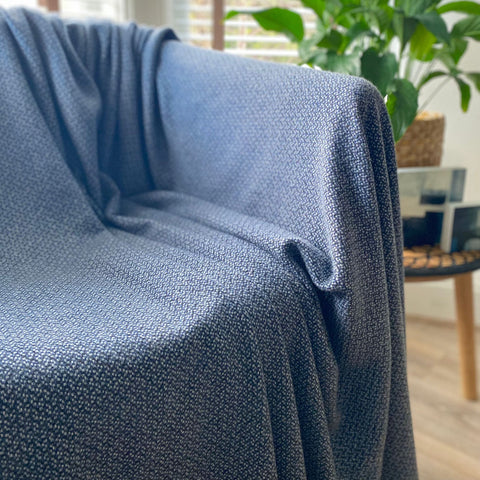 Blue and Blue Large Textured Cashmere Blanket