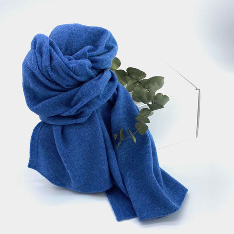 Blue Luxury Light Pure Cashmere Wrap - Blue - Ava Innes - Made Scotland