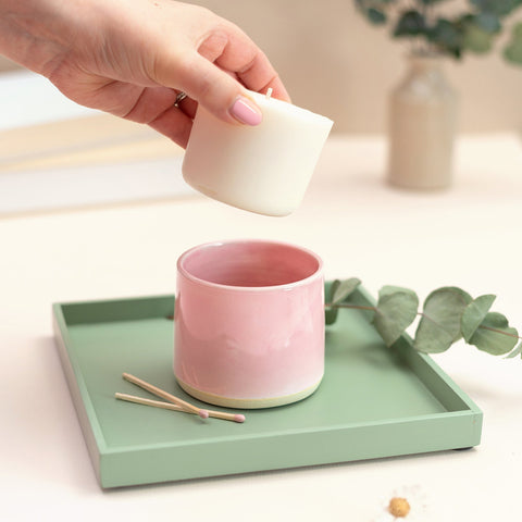Blush Pink Candle Pot + Refill - Mandarin and Sandalwood - The Summergate Candle Company - Made Scotland