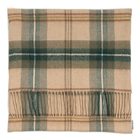 Borders Saskatchewan Weathered Canadian Tartan Lambswool Large Fringed Cushion Cover - Lochcarron - Made Scotland