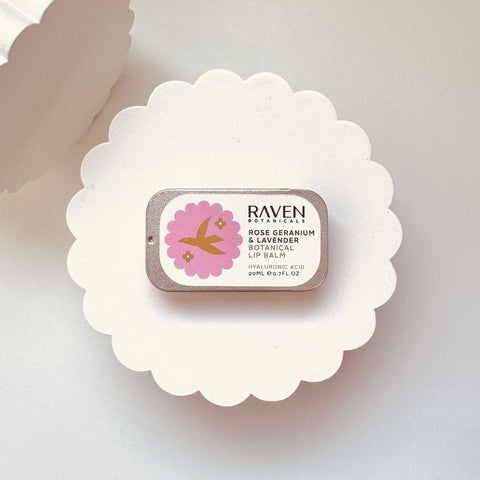 Botanical Lip Balm - Rose Geranium & Lavender - Raven Botanicals - Made Scotland