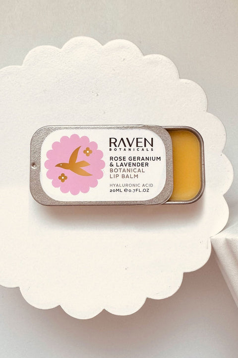 Botanical Lip Balm - Rose Geranium & Lavender - Raven Botanicals - Made Scotland
