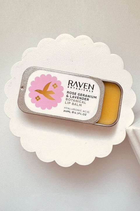 Botanical Lip Balm - Rose Geranium & Lavender - Raven Botanicals - Made Scotland