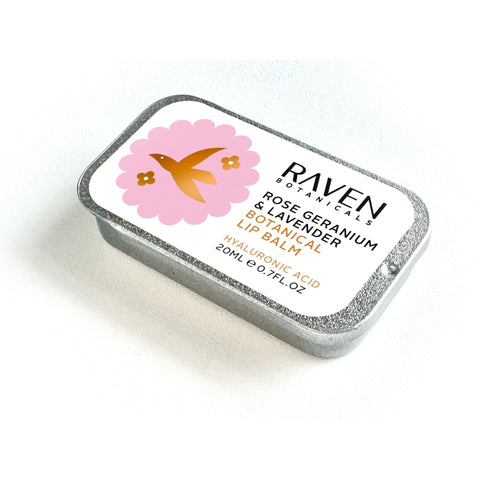 Botanical Lip Balm - Rose Geranium & Lavender - Raven Botanicals - Made Scotland