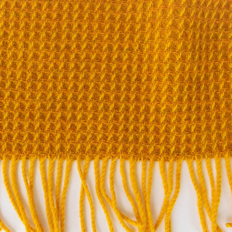 Bright Yellow Waffle Wool Blanket - Large - Ava Innes - Made Scotland