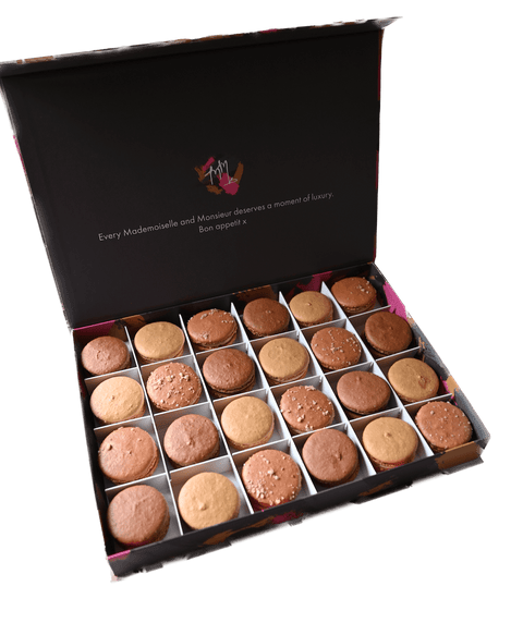 Brown Macaron Gift Box - 24 Macarons - Mademoiselle Macaron - Made Scotland