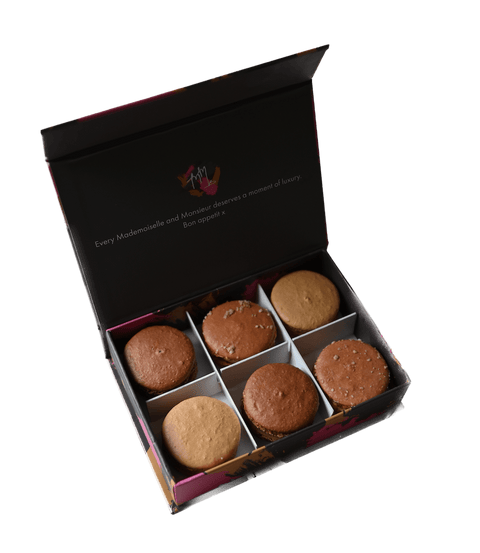 Brown Macaron Gift Box - 6 Macarons - Mademoiselle Macaron - Made Scotland