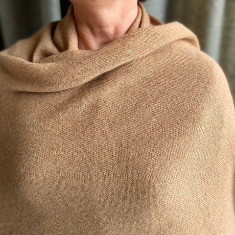 Camel Light Cashmere Wrap - Ava Innes - Made Scotland