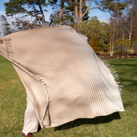 Camel Ombre Check Luxury Cashmere Blanket - Large - Ava Innes - Made Scotland