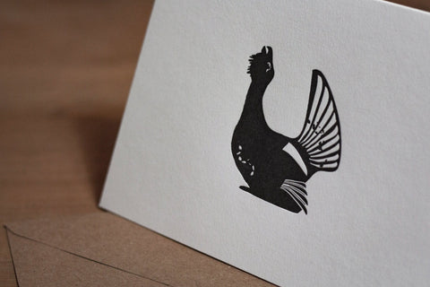 Capercaillie Letterpress Notecard - Single Card - The Hunter Press - Made Scotland