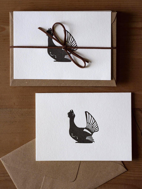 Capercaillie Letterpress Notecards - Pack of 8 - The Hunter Press - Made Scotland